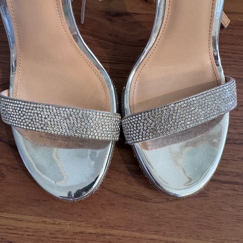 Steve Madden Silver Rhinestone Heels - Picture 3 of 7